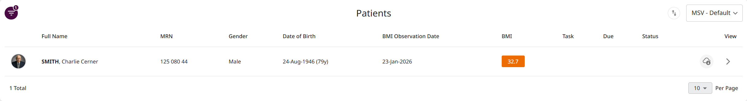 Example subject list